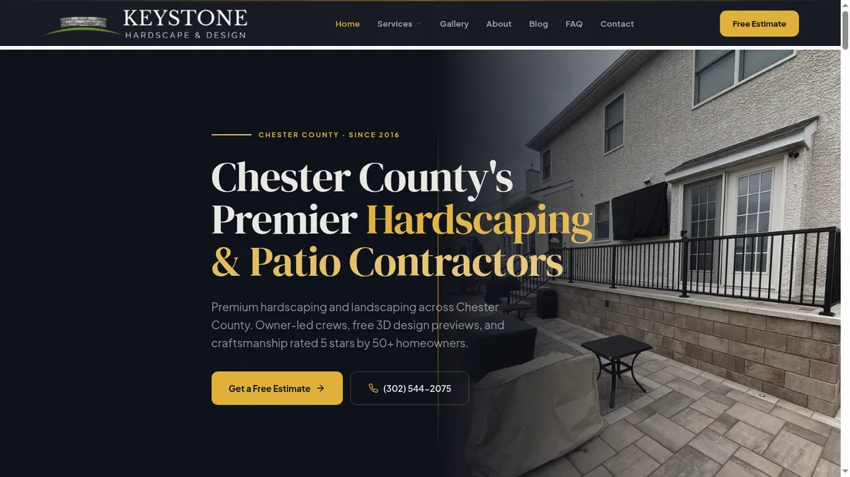 Keystone Hardscape & Design website built by Zero Degree Media