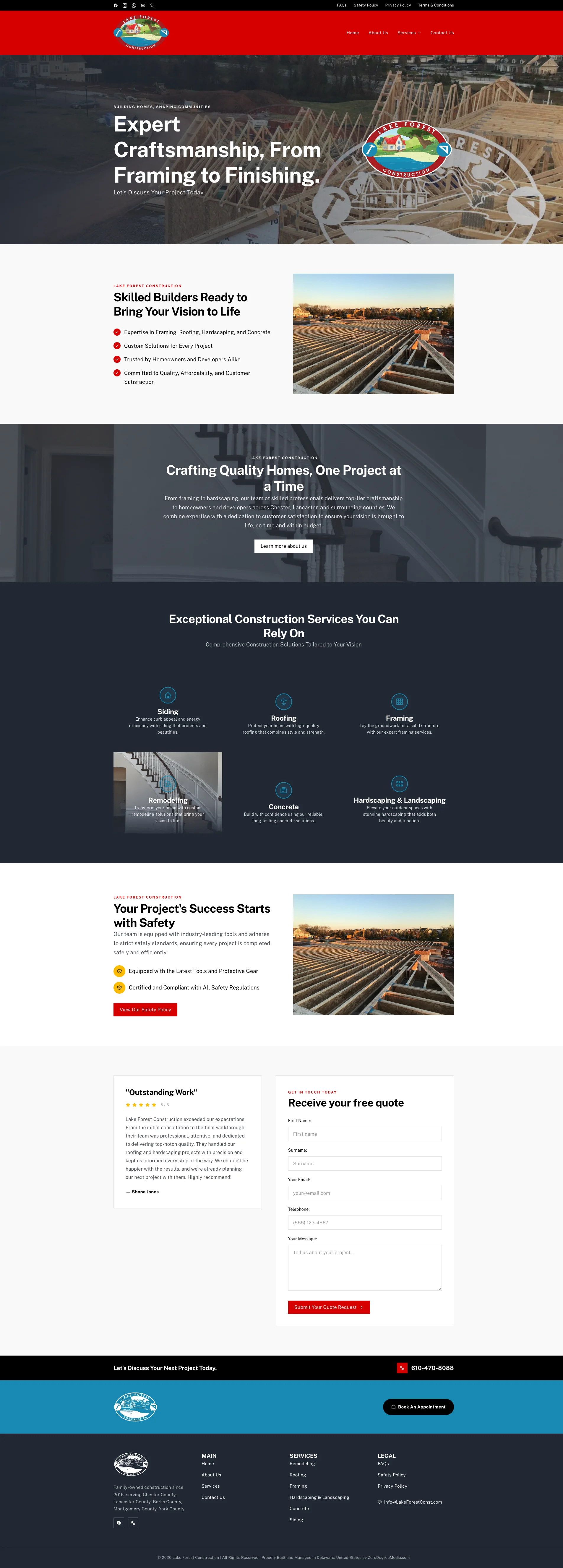 Lake Forest Construction website designed by Zero Degree Media