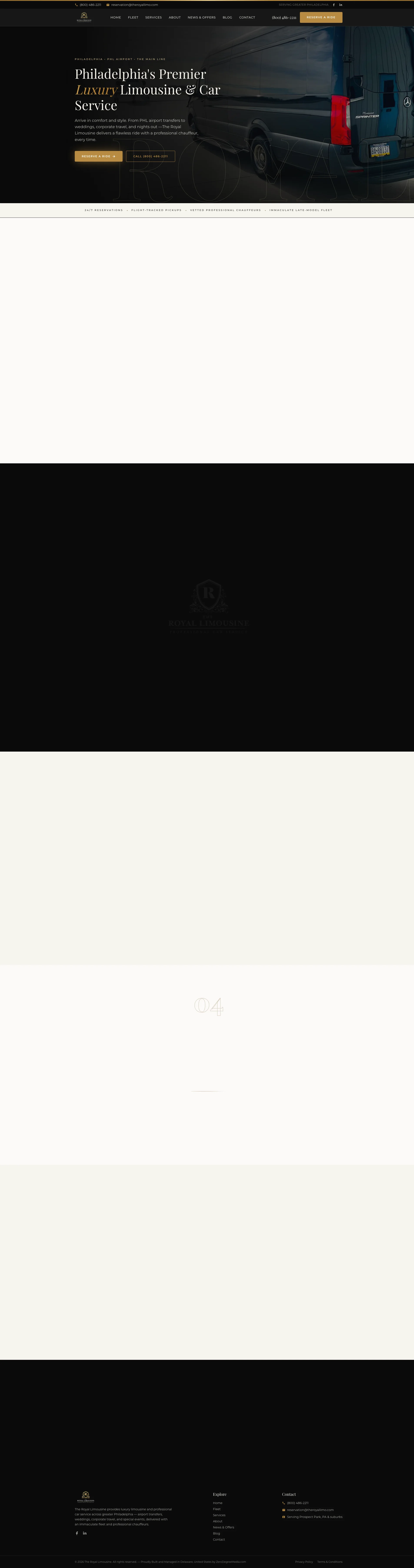 The Royal Limousine website designed by Zero Degree Media